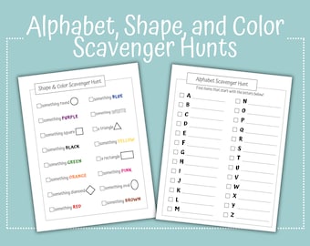 Alphabet, Color, and Shape Scavenger Hunt Printable