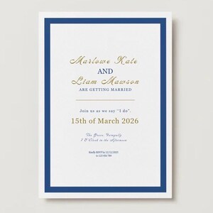 Elegant royal blue wedding invitation