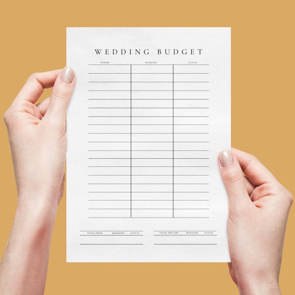 Minimalist Wedding Budget Template | Printable | Efficient Wedding Planning | Instant Download