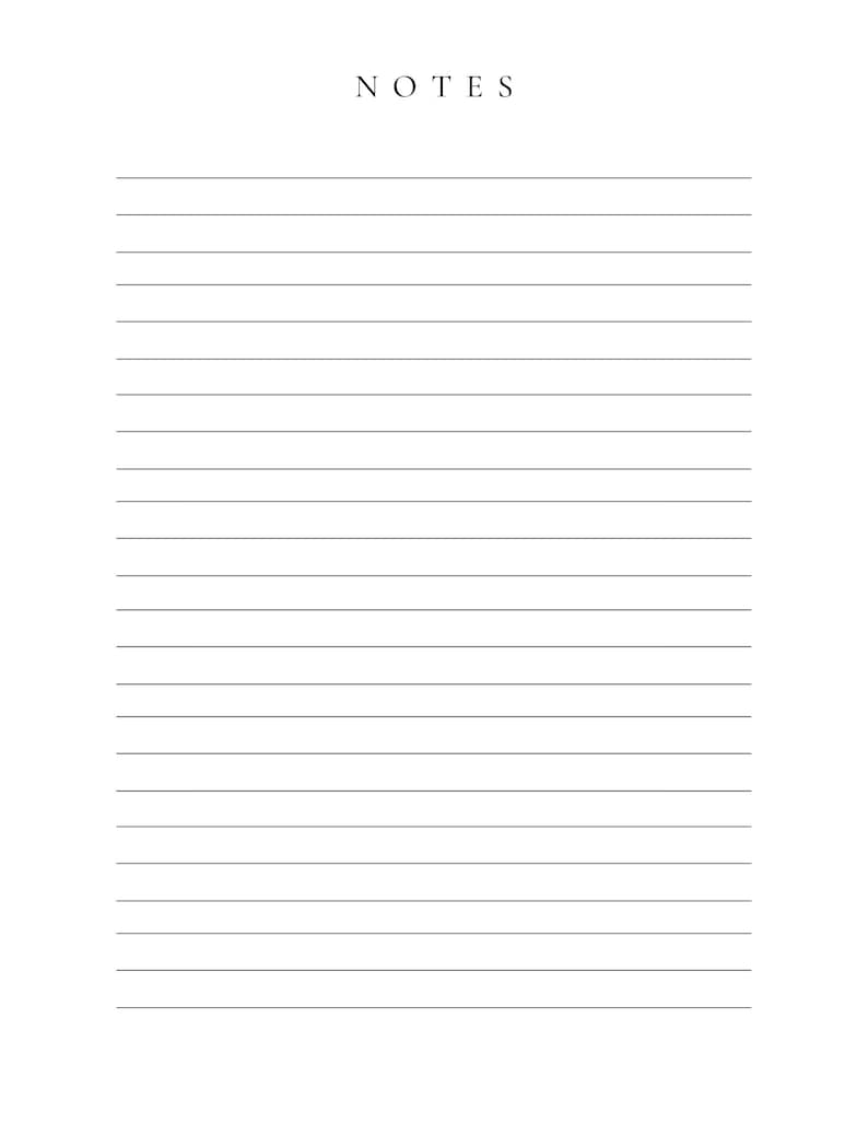 Notes Template Printable Daily Notes Sheet Minimalist - Etsy