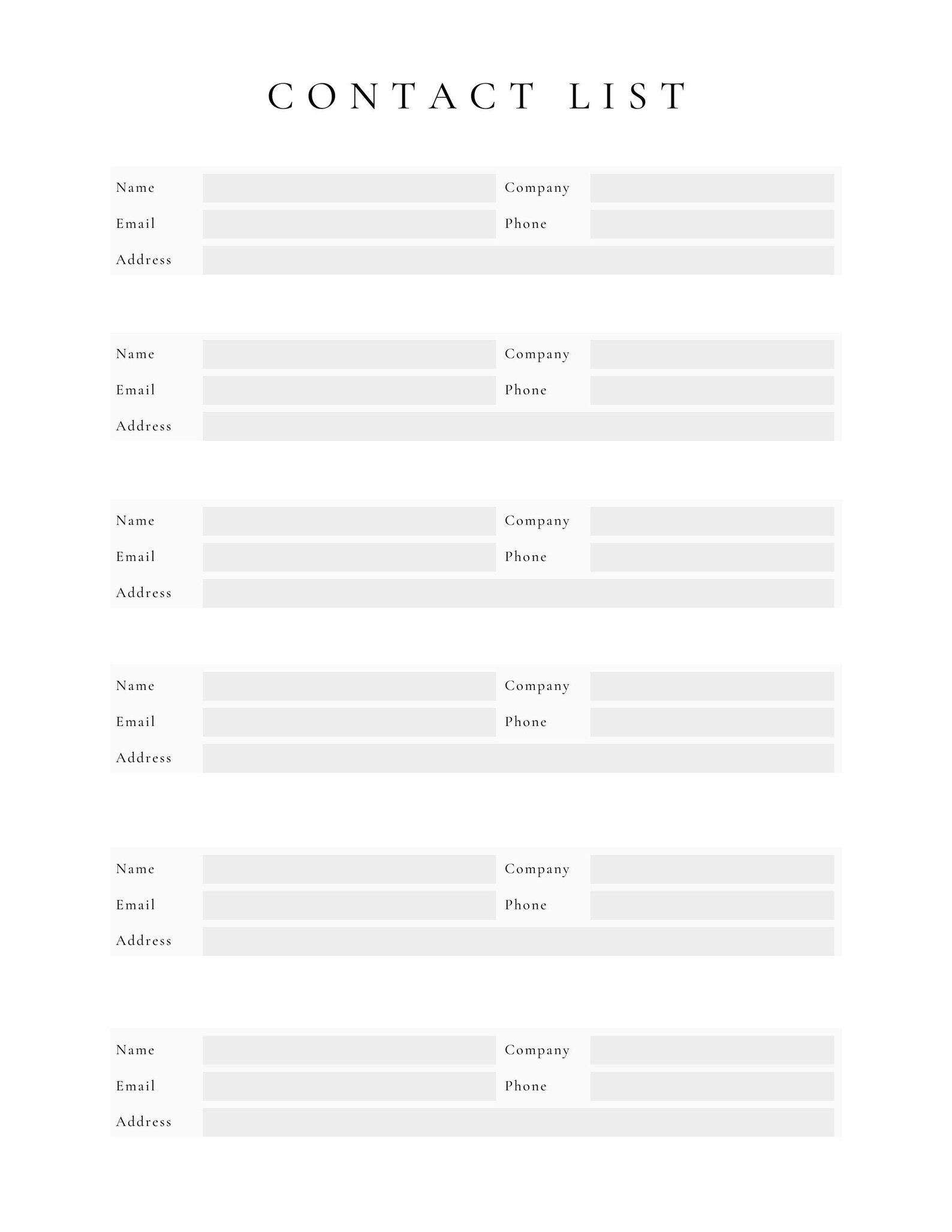 Contact Sheet Template Printable Planning Sheet Etsy