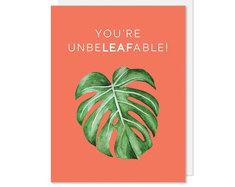 Monstera Birthday Card, Illustrated Plant Card, Foliage Card, Tropical Greeting Card, Beautiful Birthday Cards, Blank Birthday Card