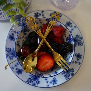 Vintage gold cutlery sets, Mini Fork and Spoon Set, Baby spoon and fork set, Vintage gold fork and spoon set- Gold Cutlery, Stainless Steel