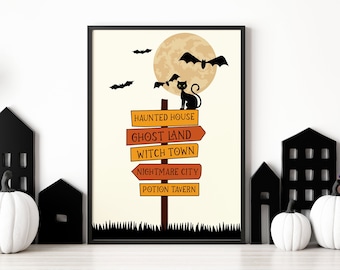 Halloween Spooky Sign Printable| Halloween Room Decor |Halloween Decor | Wall Art Prints | Halloween Art, Halloween Print | Digital Download