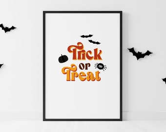Halloween Trick or Treat Printable | Halloween Room Decor |  Halloween Decor | Wall Art Prints | A4 Print | A3 Print | Digital Download