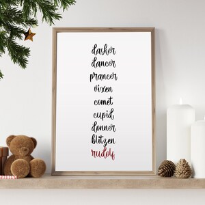 Christmas Reindeer Printable |Christmas Decor| Holiday Decor| Christmas wall decor| Holiday art| Christmas Typography| Digital Download