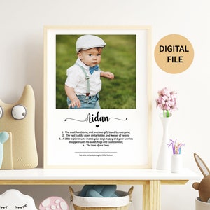 Custom Baby Boy Name Print| Boy Name Definition Print | Personalised Gift for Baby Shower, Newborn, Parents |  DIGITAL DOWNLOAD