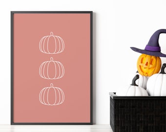 Halloween Pumpkin Minimalist Printable | Halloween Decor | Wall Art Prints | Halloween Art, Halloween Print | Digital Download