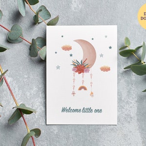 Printable New Baby Card, Welcome to the world little one, Newborn Card, Greeting card, A6 card, Digital Download Only