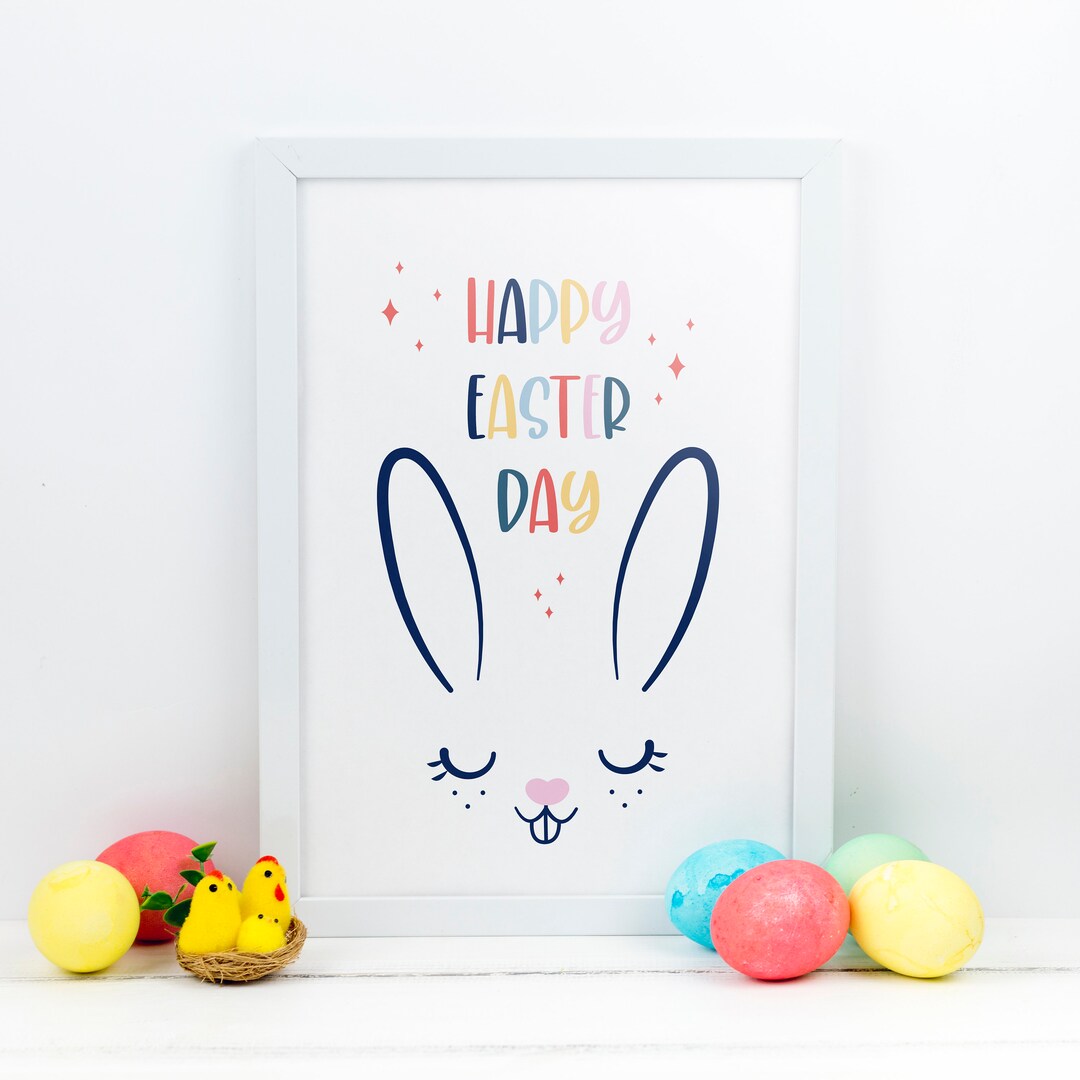 Happy Easter Day Printable Easter Art Easter Card A6 Etsy