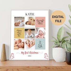 Gepersonaliseerde Baby First Christmas | Baby 1e kerstcadeau | Kerstcadeau |  Eerste kerst | Baby portret | Kwekerij Print | DIGITAAL