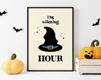Halloween Witch hour Printable| Halloween Room Decor |Halloween Decor | Wall Art Prints | Halloween Art, Halloween Print | Digital Download