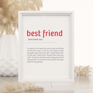 Personalisierter Best Friend Print | Best Friend Definition Print | Personalisiertes Geschenk für beste Freundin |  DIGITALER DOWNLOAD