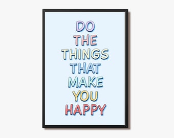 Geluk Quote Print | Motiverende Citaten Poster | Gelukkige inspirerende uitspraak | Kunst aan de muur Prints | A4 Print | A3 Afdrukken