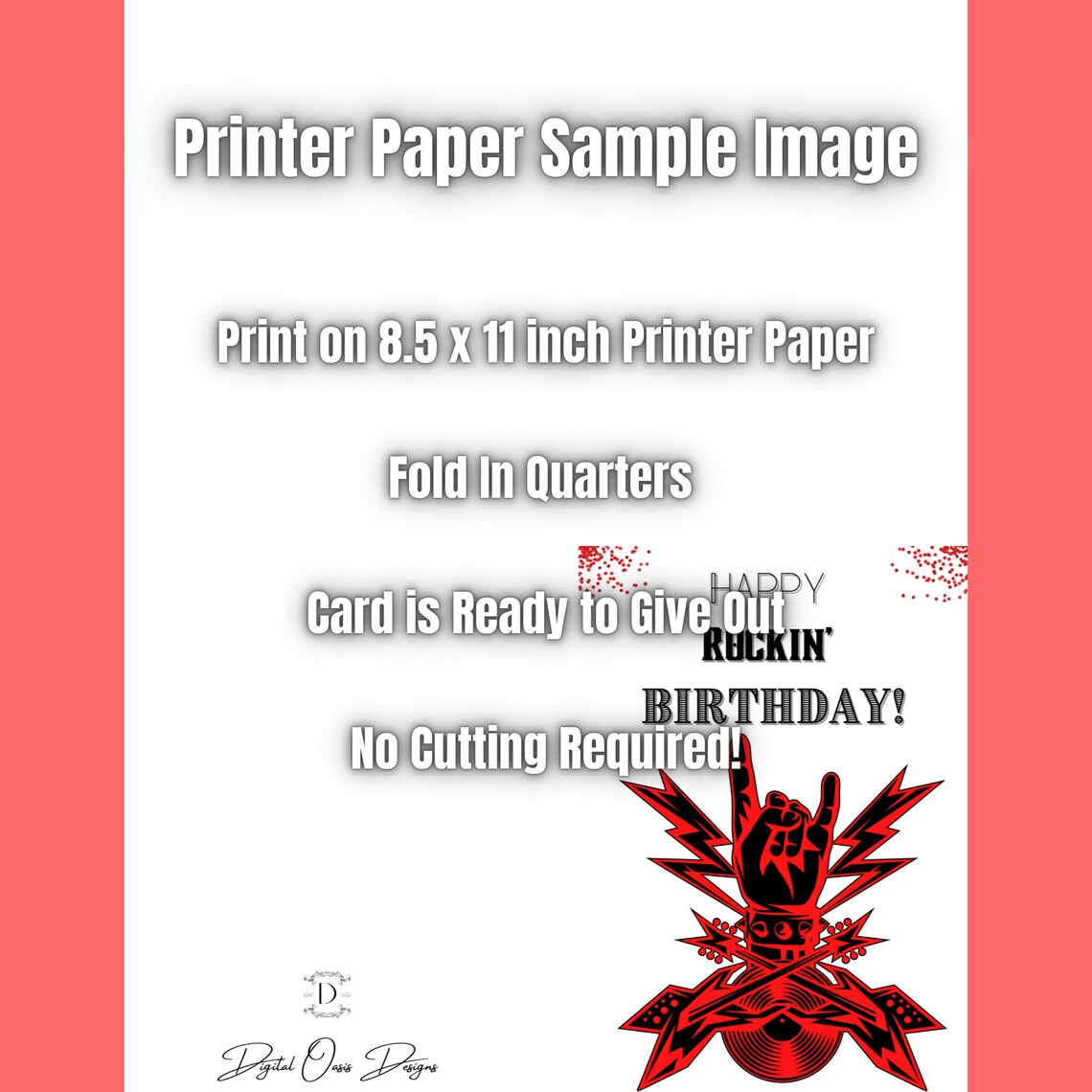 Rock N Roll Birthday Card Printable Birthday Card Black | Etsy