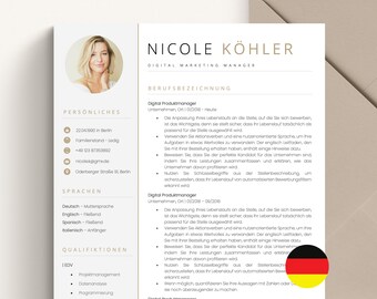 Deutsche Lebenslauf Vorlage für Microsoft Word & Apple Seiten, Moderne Lebenslauf Vorlage