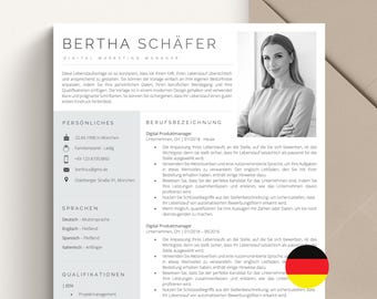 Modern German Resume Template for Microsoft Word & Mac Apple Pages, Professional CV Template