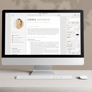 Resume Template with Photo, Professional Resume Template for Word & Pages, Clean CV Template with Picture, Resume and Cover Letter Template image 6