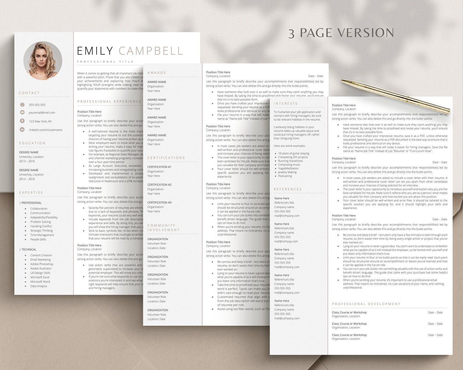 Resume Template Modern Professional Resume Template Word - Etsy