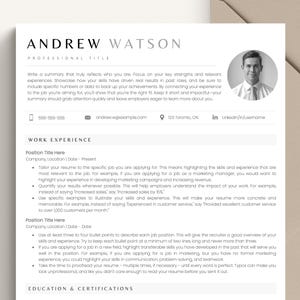 Modelo de currículo Word e Mac Pages, Modelo de currículo minimalista com foto, Curriculum Vitae, Modelo de CV profissional, Currículo executivo simples