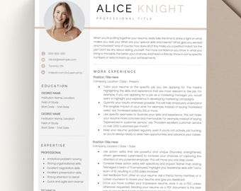 Plantilla de CV profesional con foto, moderna y limpia para Word, Google Docs y Pages.