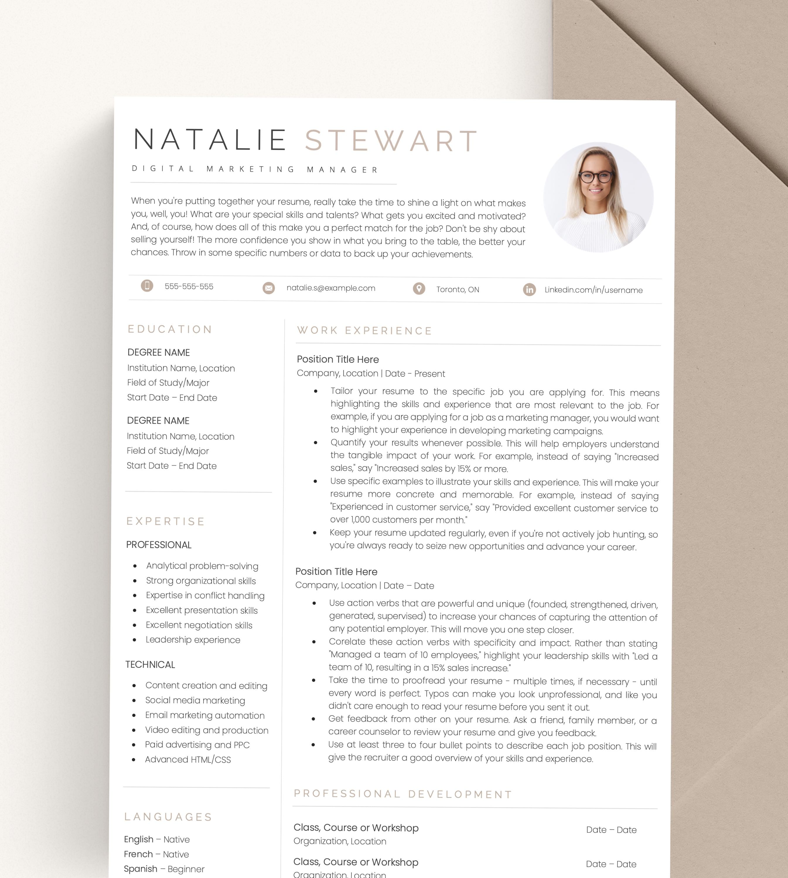 Modern Resume Template for Google Docs, Microsoft Word & Apple Pages ...