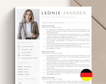 Modern German Resume Template for Microsoft Word & Mac Apple Pages, Executive CV Template