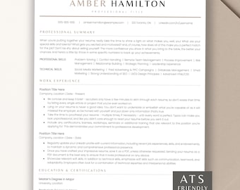 ATS-vriendelijke cv-sjabloon, eenvoudig minimalistisch cv-sjabloon voor Google Docs, MS Word en Pages