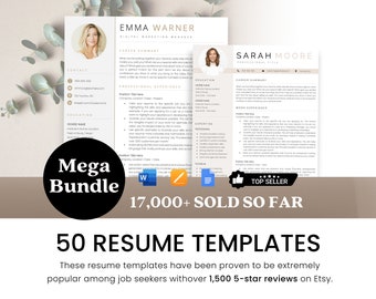Resume Template, Modern Resume Template Word & Mac Apple Pages, Professional ATS Friendly Resume Template, Clean Executive CV Template