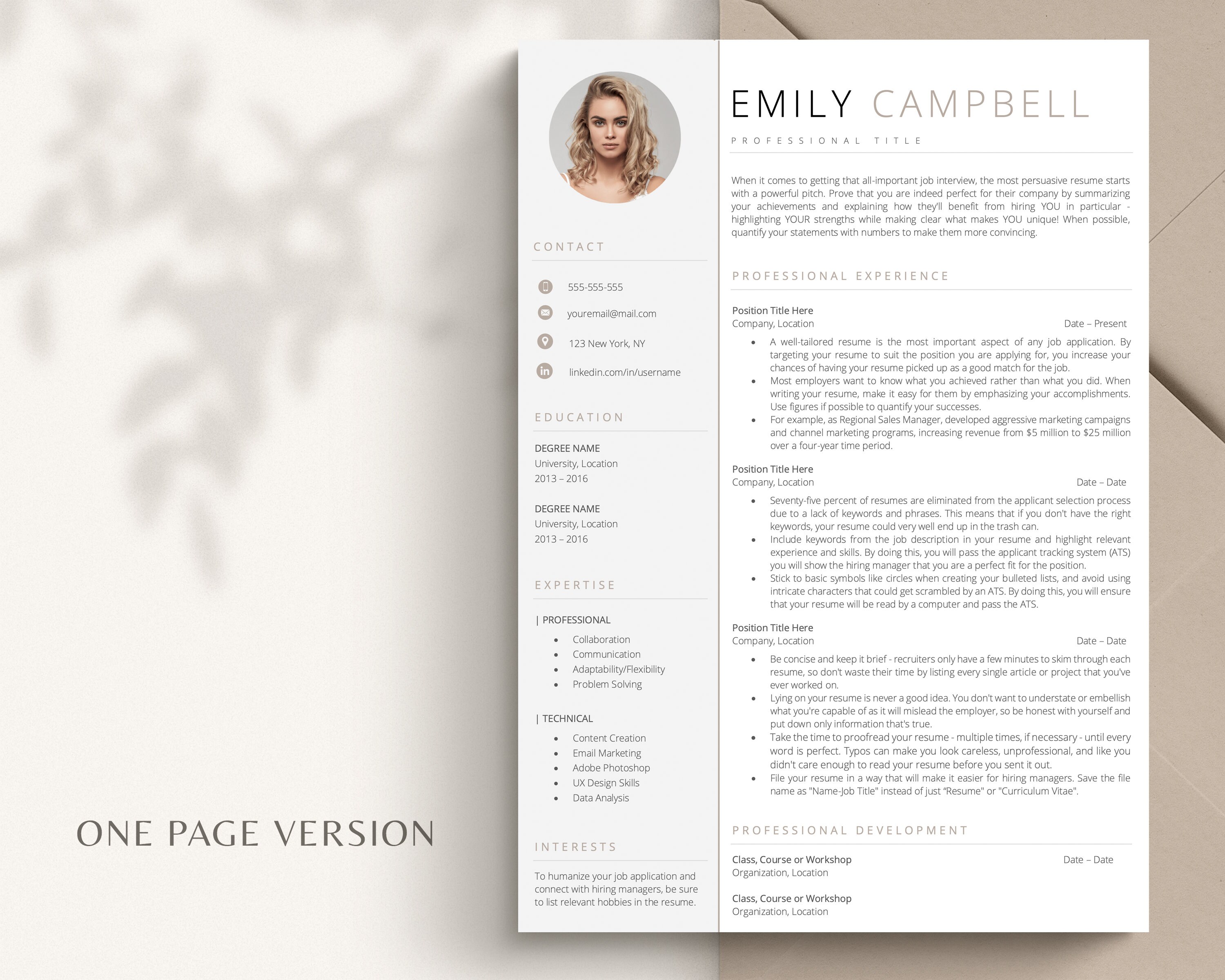Resume Template, Modern Professional Resume Template Word, Google Docs ...