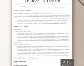 ATS Friendly Resume Template, Minimalist Simple CV Template for Google Docs, Word & Apple Pages