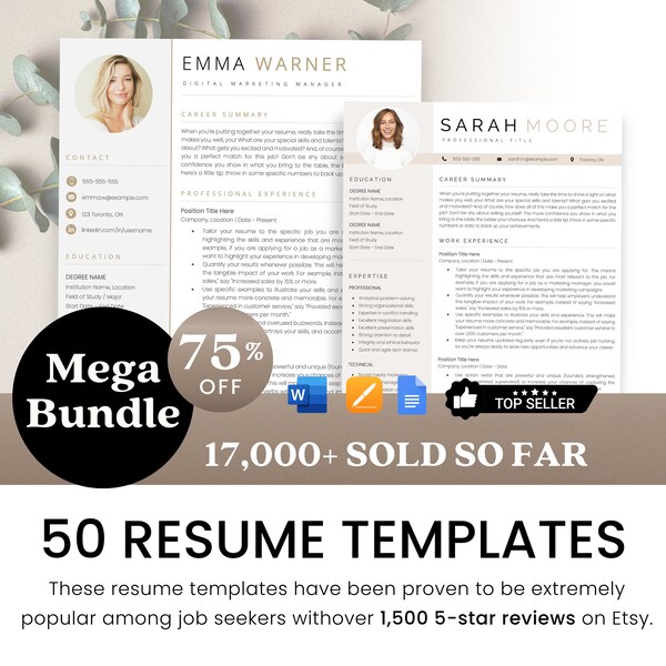 Resume Template, Modern Resume Template Word & Mac Apple Pages, Professional ATS Friendly Resume Template, Clean Executive CV Template