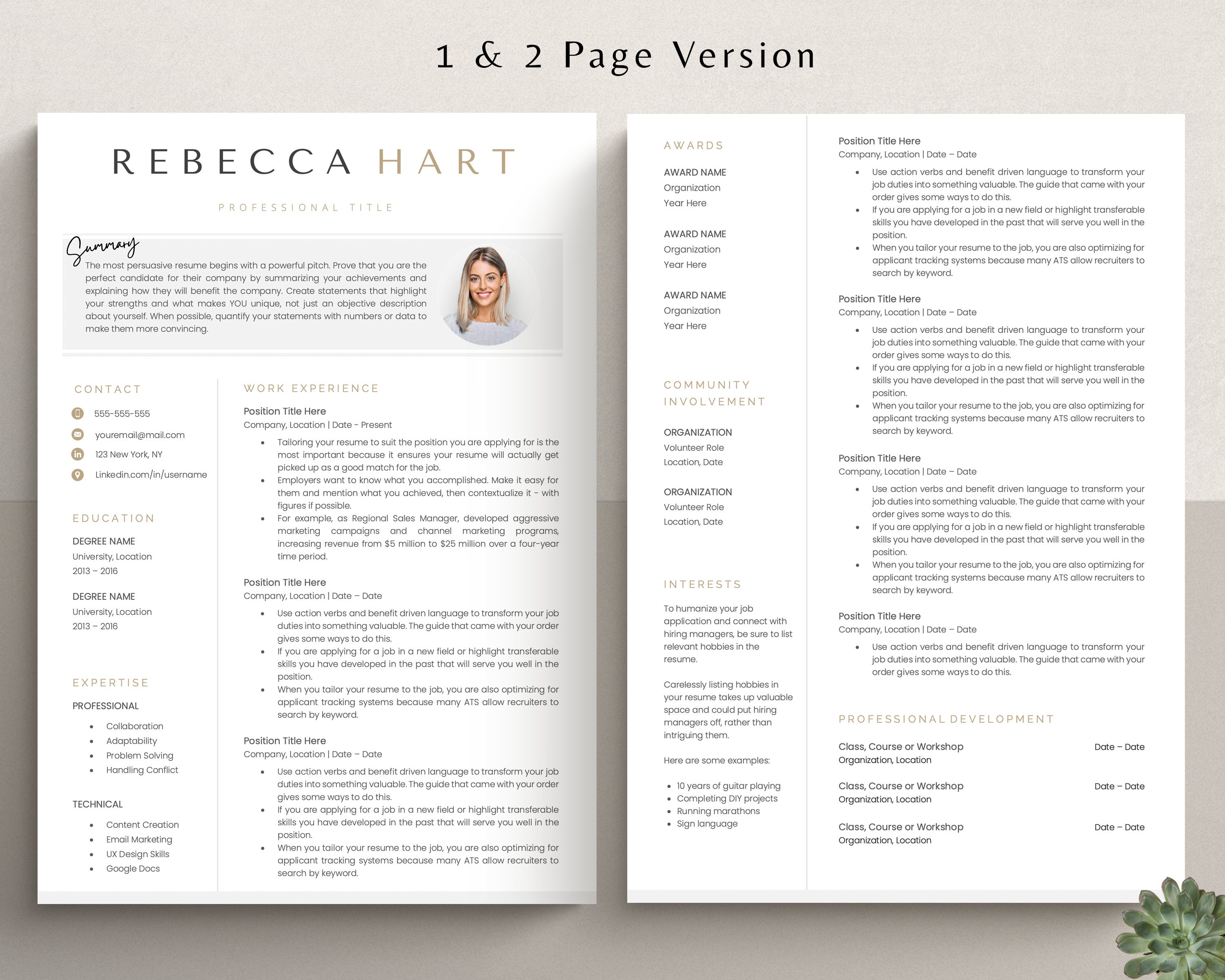 Resume Template Modern Resume Template Word & Mac Pages - Etsy