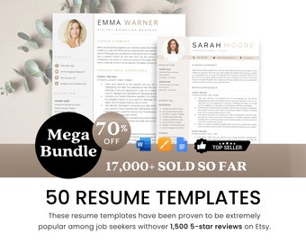 Resume Template, Modern Resume Template Word & Mac Apple Pages, Professional ATS Friendly Resume Template, Clean Executive CV Template