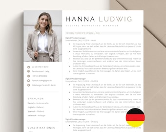 Professionelle Lebenslaufvorlage mit Foto für MS Word & Apple Pages