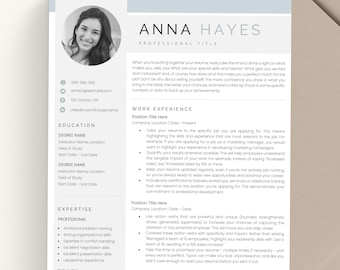 Plantilla de CV profesional con foto para Google Docs, Word y Apple Pages, plantilla de CV creativa