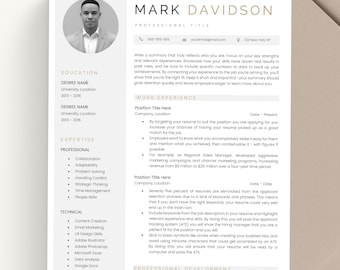 Modern Resume Template with Photo, Professional CV Template for Word, Apple Pages & Google Docs