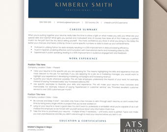ATS Friendly Resume Template, Professional CV Template for Microsoft Word, Google Docs, Apple Pages