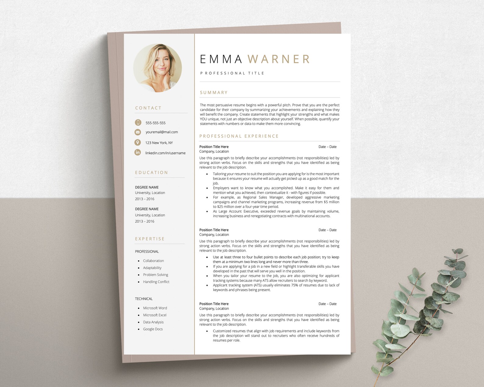 Resume Template With Photo Professional - Il 1588xN.3571256891 Gzjm 