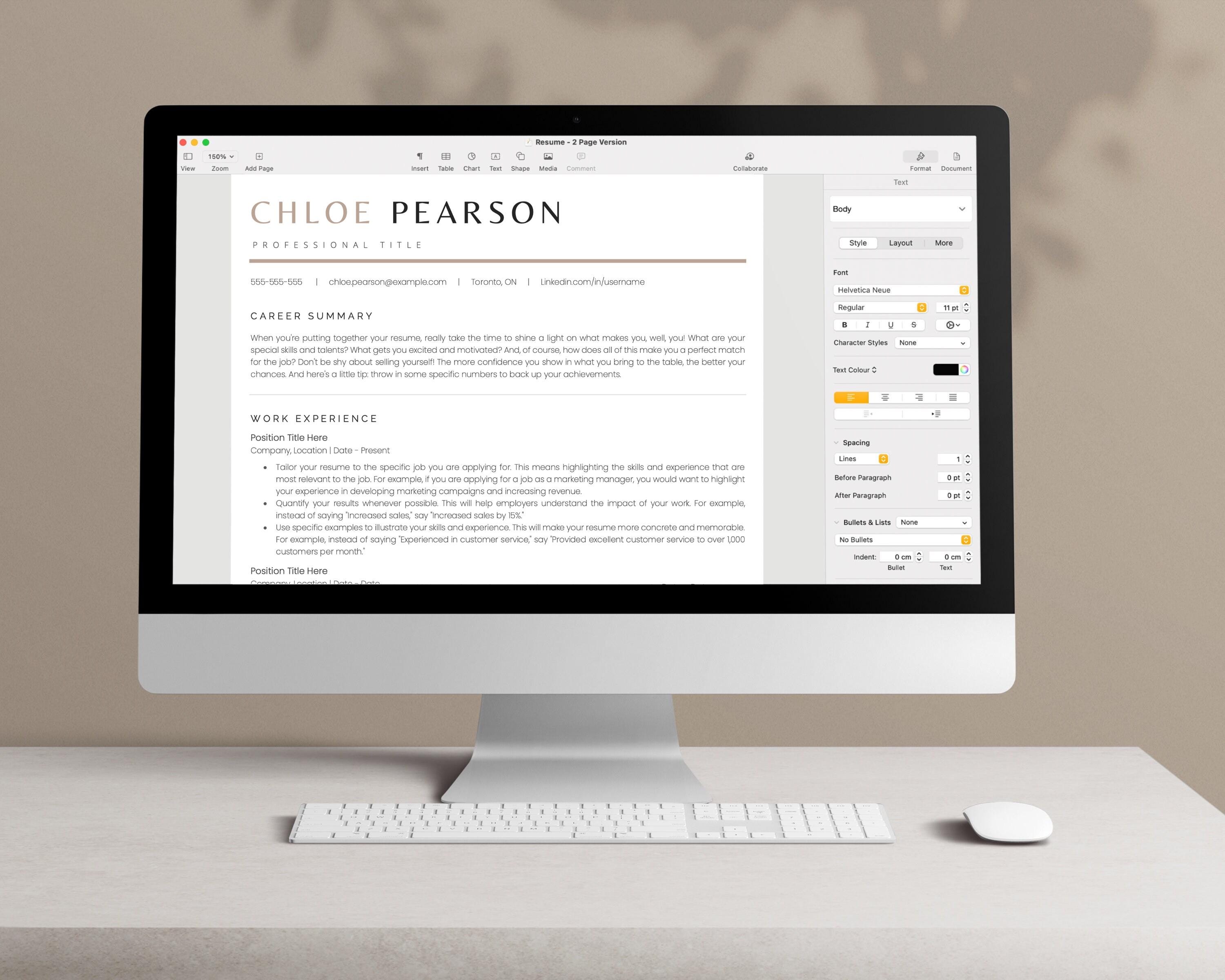 ATS Friendly Resume Templates: Minimalist CV Bundle for MS Word, Google ...