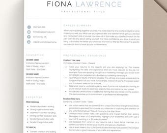 Modern Resume Template, Cover Letter & References for MS Word, Google Docs, Mac Apple Pages