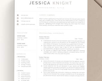 Professional Resume Template for Google Docs, MS Word, Apple Pages with Cover Letter & References