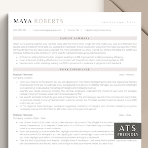 ATS Resume Template, ATS Friendly Resume Word, Google Docs, Pages, Professional CV Template Simple, Modern Minimalist Resume Cover Letter