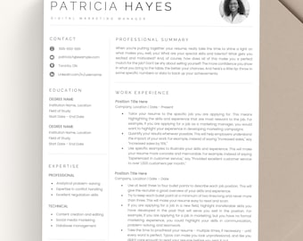 Plantilla de CV creativa con foto, plantilla de CV moderna para MS Word, Google Docs y Pages