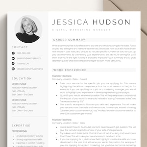 Resume Template Professional with Photo, Resume Template Word, Mac Apple Pages, Google Docs, CV Template Simple, Simple Resume Template