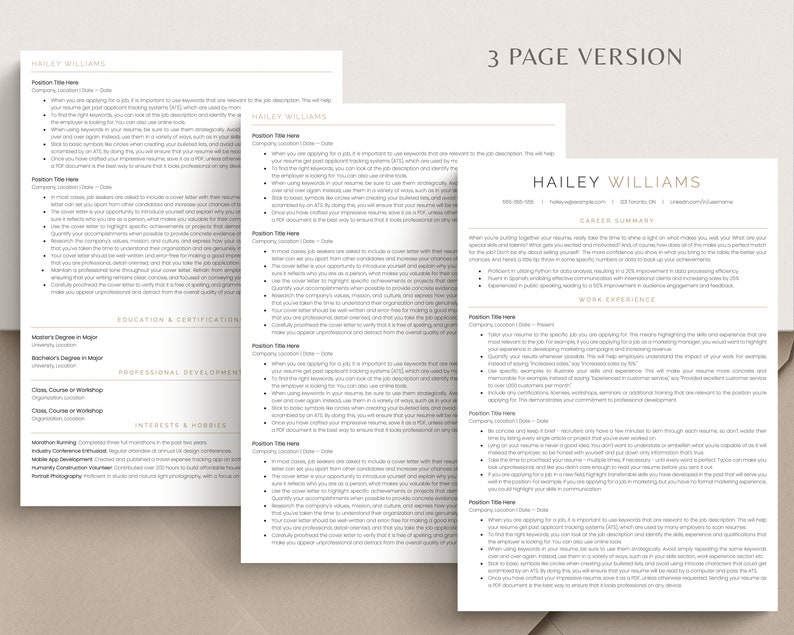 Ats Modren Cv ATS Friendly Resume Template, Modern Minimalist CV for Microsoft Word ...
