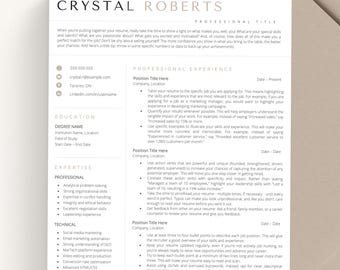 Professional Resume Template, Modern CV Template for Google Docs, Microsoft Word & Mac Apple Pages