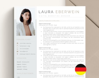 Lebenslauf, Bewerbungsvorlage Deutsch, Lebenslauf Vorlage Word, Pages, Google Docs, Professionelle Bewerbung German, Moderner CV Vorlage