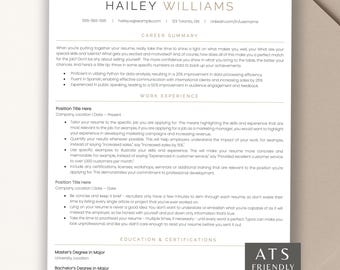 ATS-Freundliche Lebenslaufvorlage, moderner minimalistischer Lebenslauf für Microsoft Word, Google Docs & Apple Pages