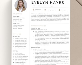 Professional Resume Template with Photo for Google Docs, MS Word, Apple Pages, CV Template